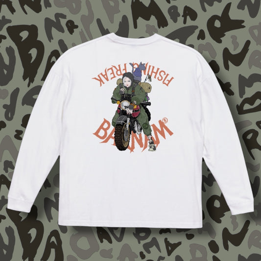 FF猫とバイカー・ビッグシルエット長袖tee